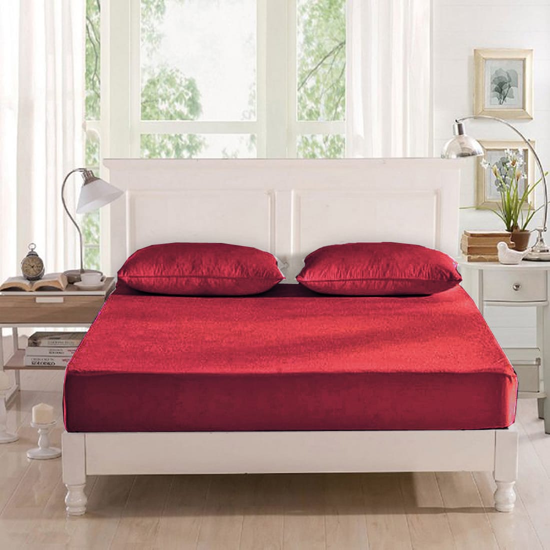 Maroon Water Proof Terry Mattress Protector online at best prices