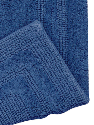 Non Slip Luxury Reversible Cotton Bathmat In Marine Blue Online At Best Prices