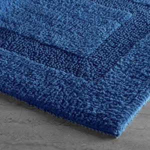 Non Slip Luxury Reversible Cotton Bathmat In Marine Blue Online At Best Prices
