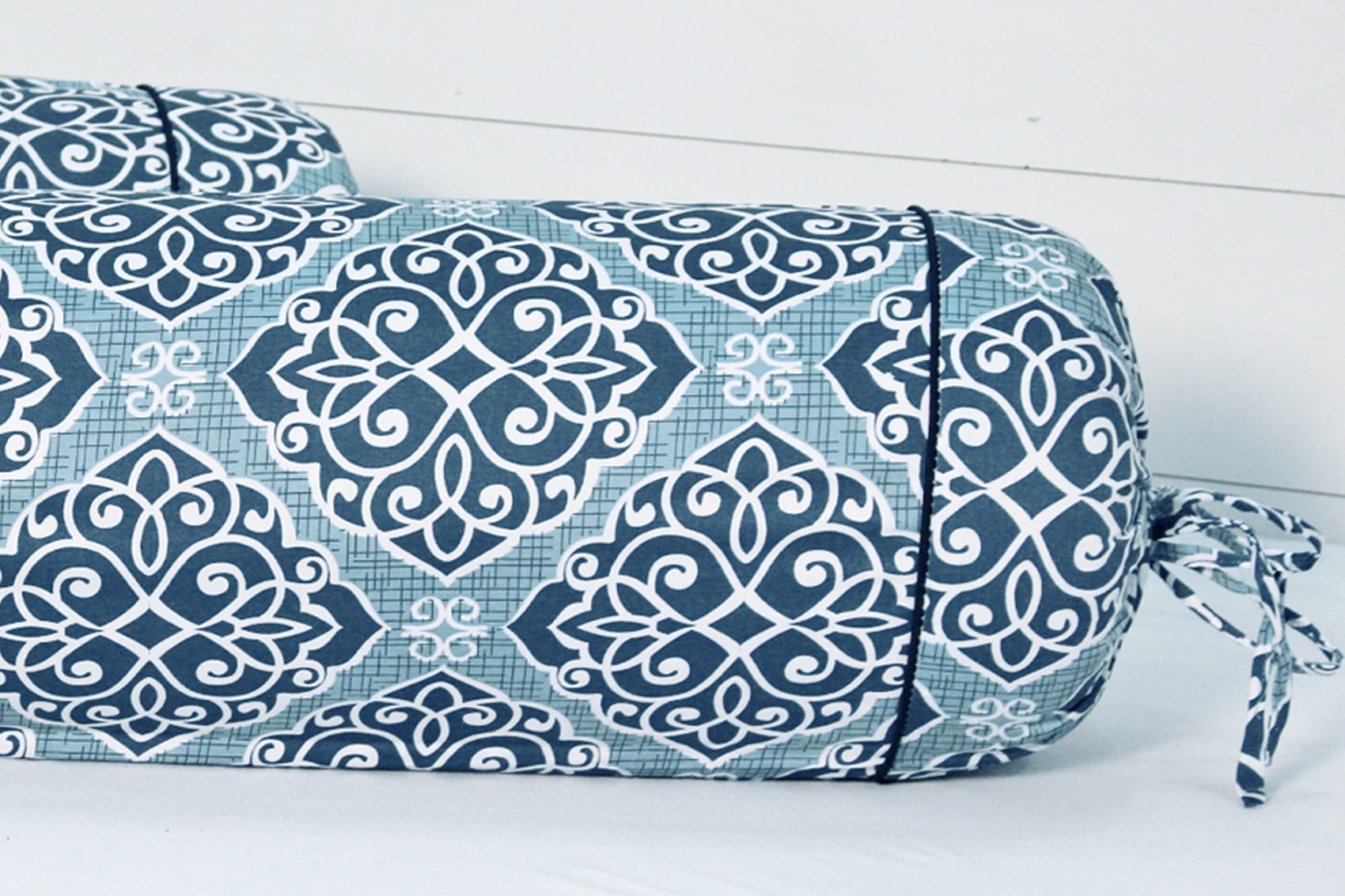 Soft Blue Modern Art Print Cotton Satin Bolster Cover Set online in India