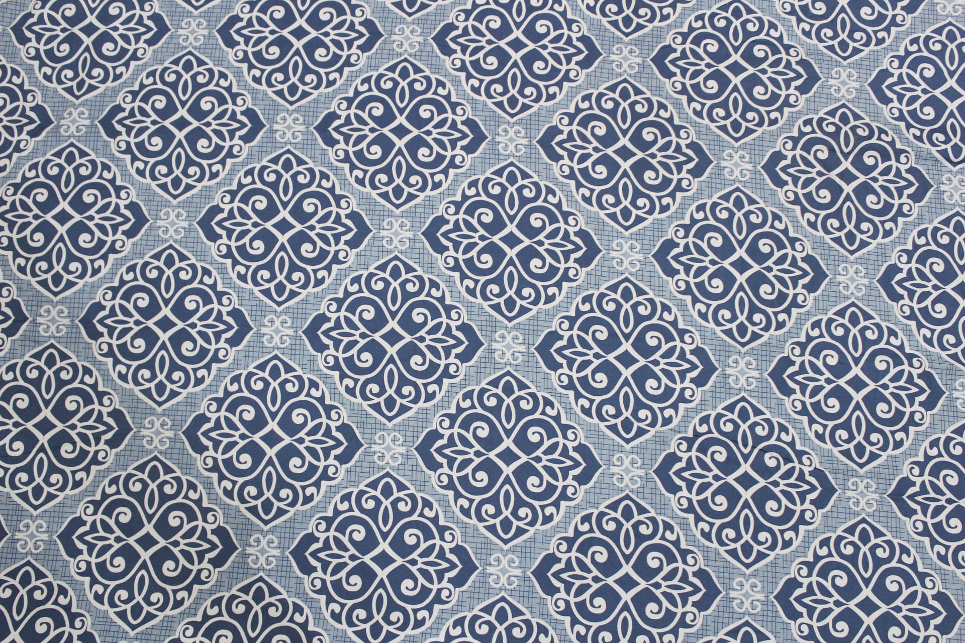 Soft Cotton Printed 300 TC Modern Satin Fitted Bedsheet In Blue At Best Prices