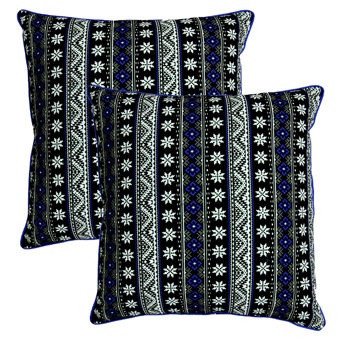 Quartz Printed Geometrical Cotton Cushion Cover - Blue