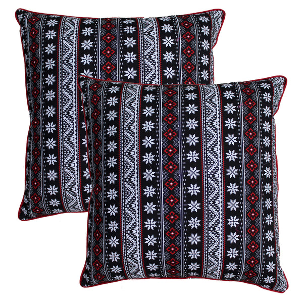 Quartz Printed Geometrical Cotton Cushion Cover - Red