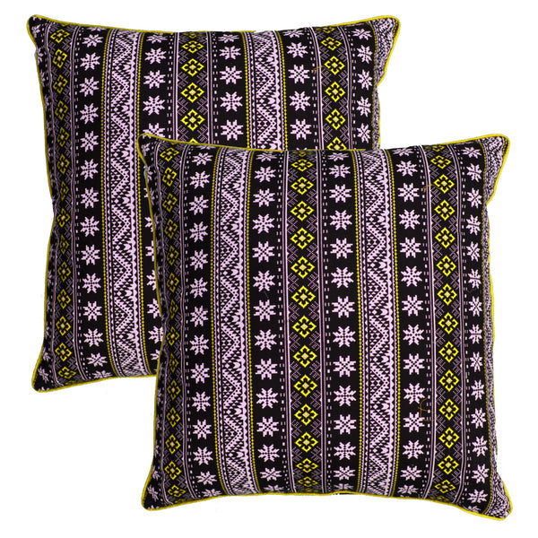 Quartz Printed Geometrical Cotton Cushion Cover - Yellow