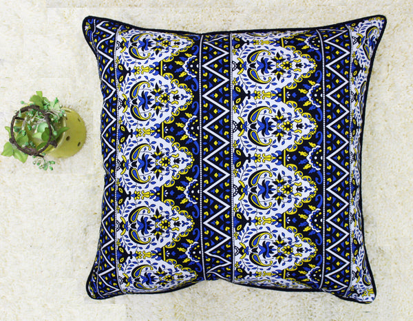 Quartz Printed Floral Cotton Cushion Cover - Yellow