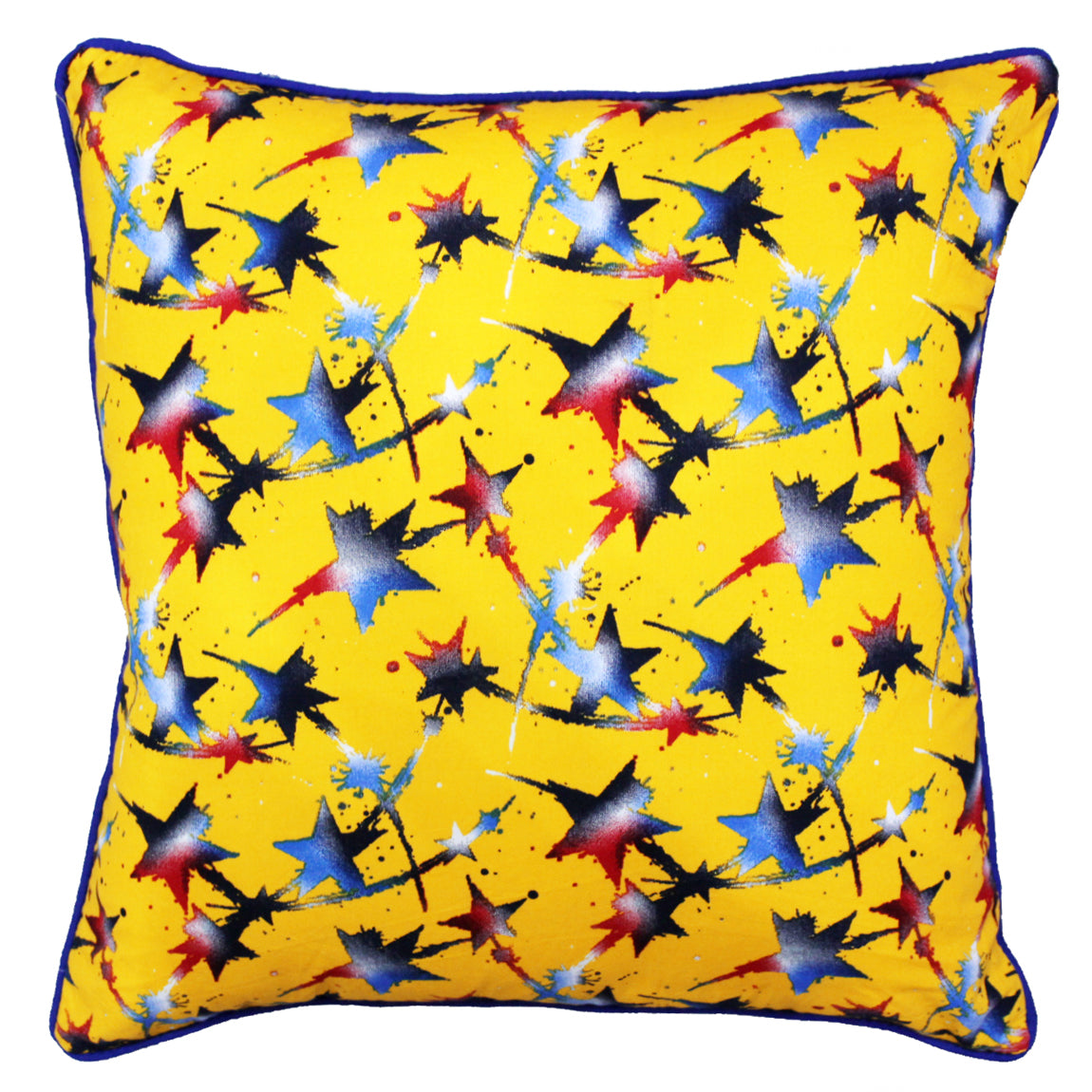Quartz Printed Star Cotton 2 Pcs Cushion Cover - Yellow