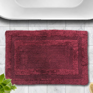 Non Slip Luxury Reversible Cotton Bathmat In Maroon Online At Best Prices