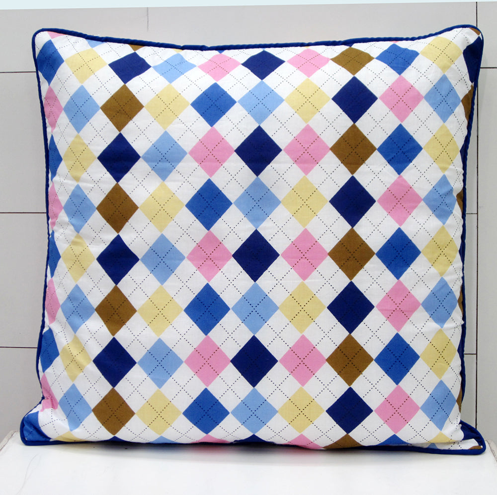 Quartz Printed Geometric Cotton Cushion Cover - Blue
