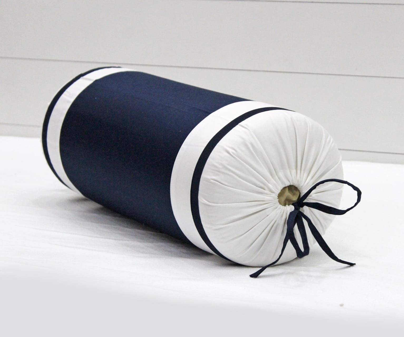 400 TC Luxurious Cotton Satin Bolster Cover Set in Navy Blue-2Pcs