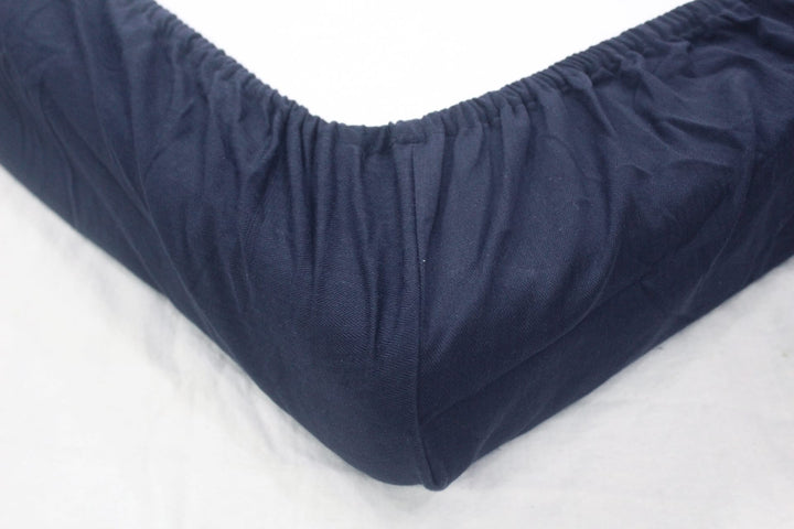 Soft Mercerized Cotton Texture Weave Cotton Fitted Bedsheet In Navy Blue At Best Prices