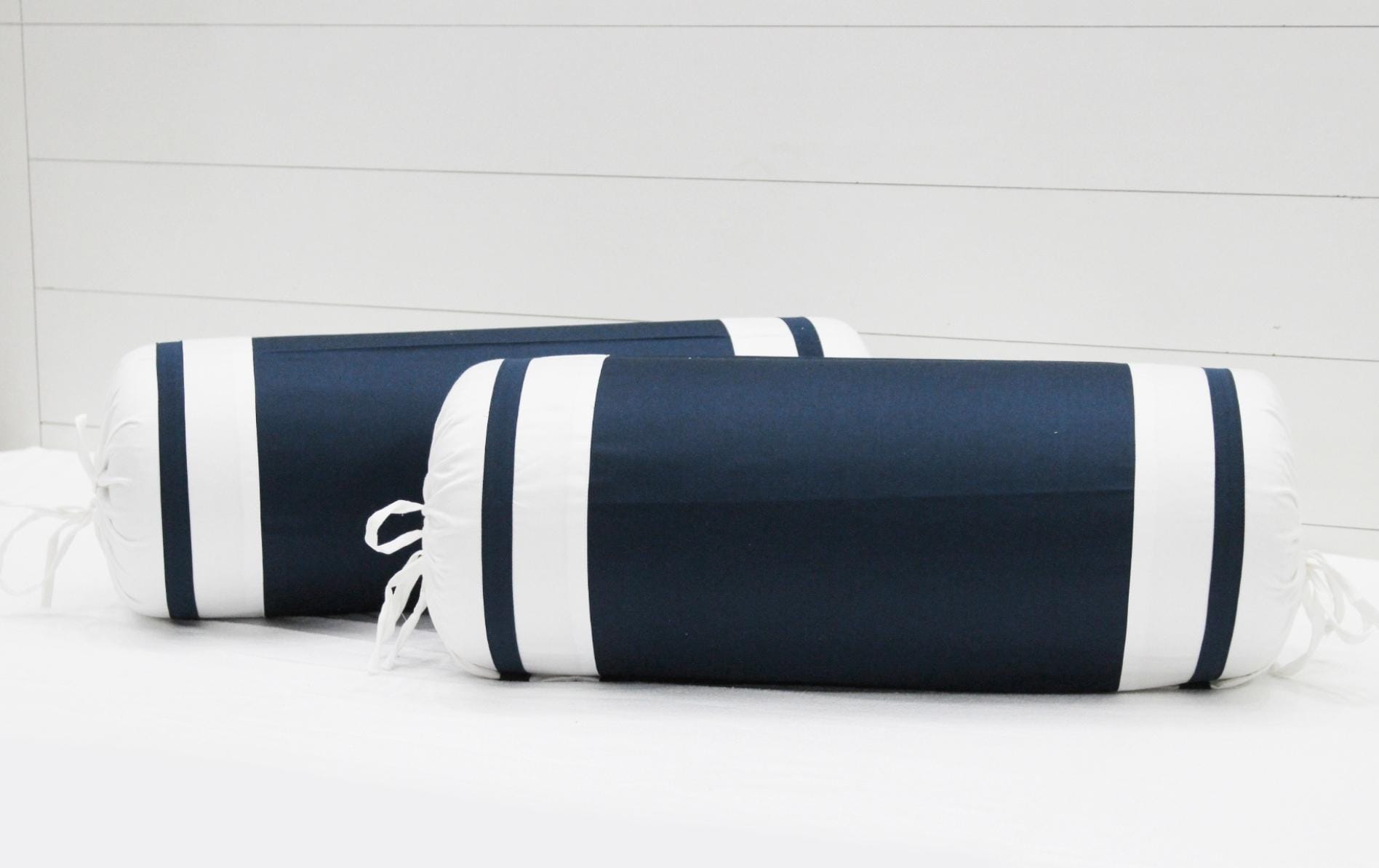 400 TC Luxurious Cotton Satin Bolster Cover Set in Navy Blue-2Pcs