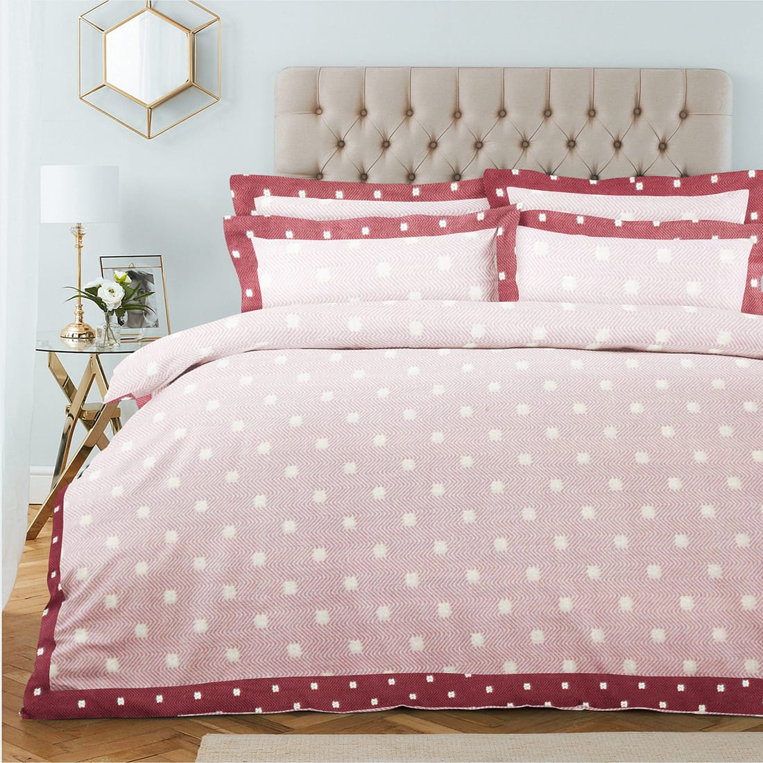 Pearl Texture Floral Print 300TC Cotton Dohar Comforter In Pink At Best Prices