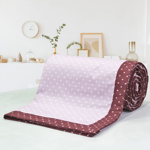 Pearl Texture Floral Print 300TC Cotton Dohar Comforter In Pink At Best Prices
