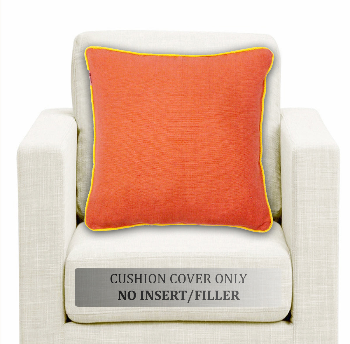 Soft Woven Corded Stripe Cotton Cushion Cover Set in Orange online (1Pc)