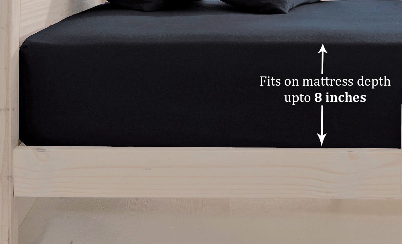 Soft Cotton Plain 210 TC Single Fitted Bedsheet In Black At Best Prices