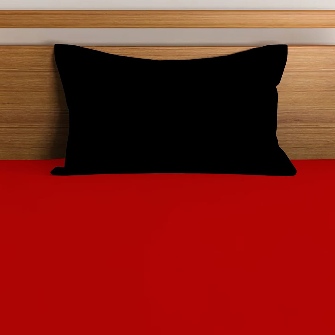 Soft 210 TC Red Plain Cotton Fitted Bedsheet( Single) online in India