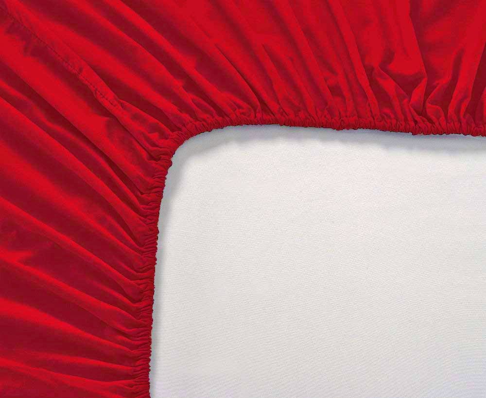 Soft 210 TC Red Plain Cotton Fitted Bedsheet( Single) online in India