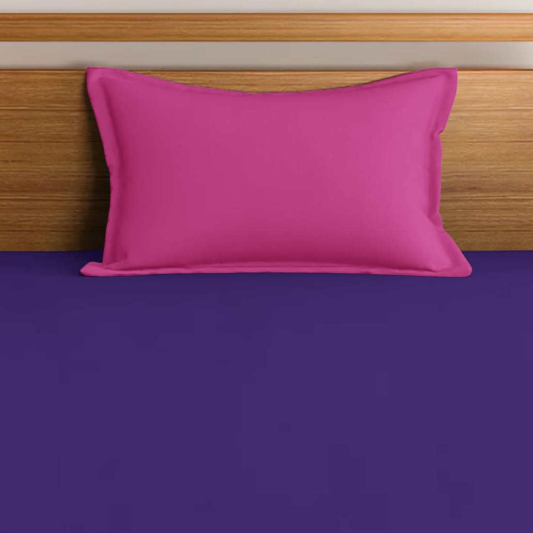 Soft Cotton Plain 210 TC Single Fitted Bedsheet In Purple At Best Prices