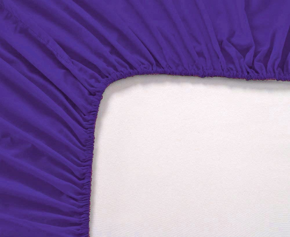 Soft Cotton Plain 210 TC Single Fitted Bedsheet In Purple At Best Prices