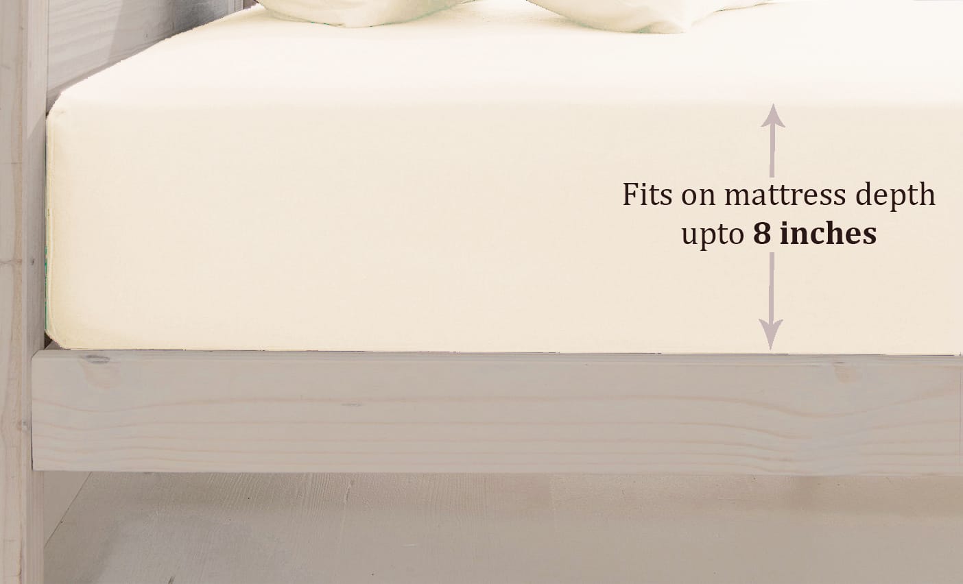 Soft Cotton Plain 210 TC Single Fitted Bedsheet In Cream At Best Prices