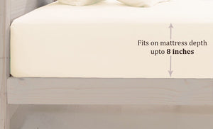 Soft Cotton Plain 210 TC Single Fitted Bedsheet In Cream At Best Prices