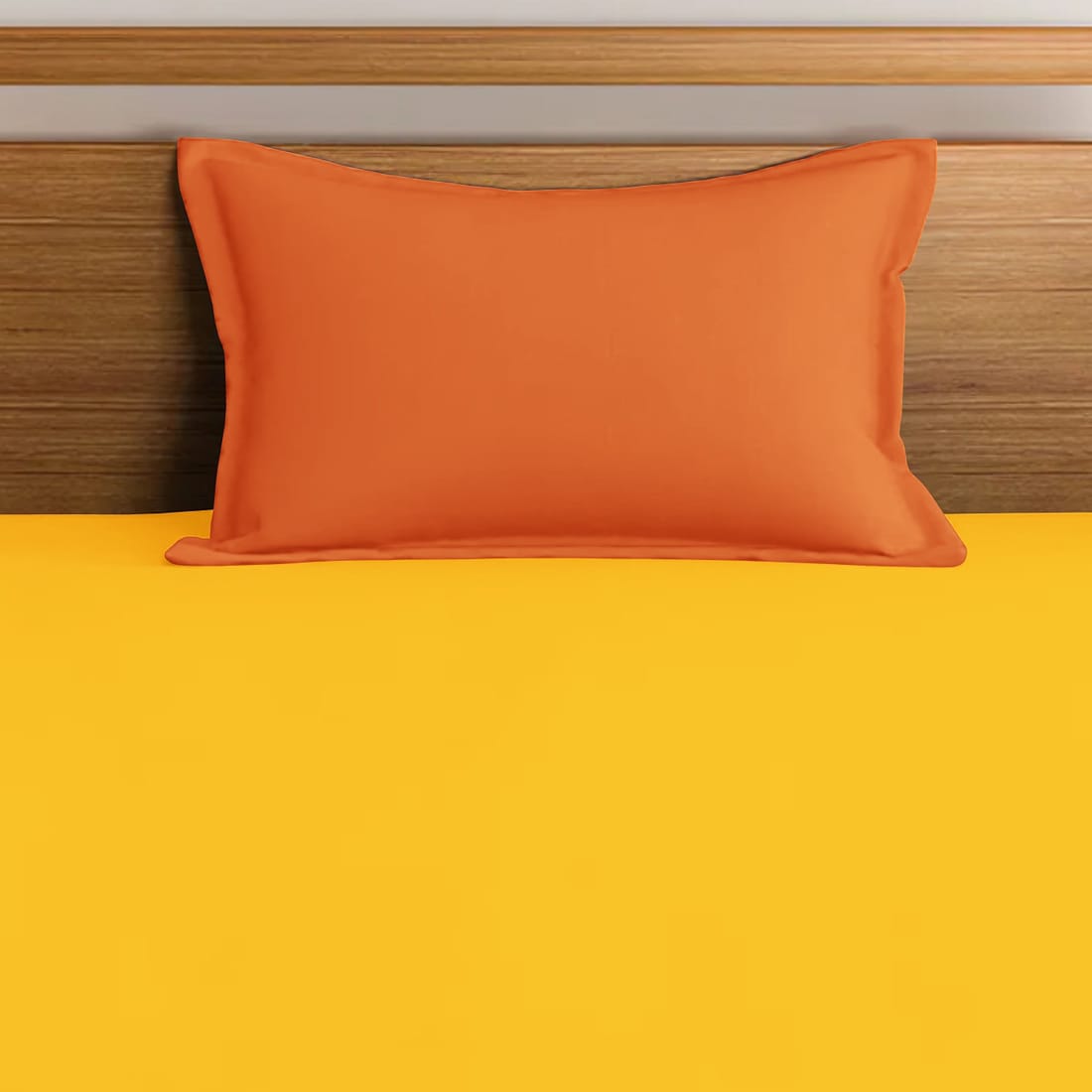 Soft Cotton Plain 210 TC Single Fitted Bedsheet In Yellow At Best Prices