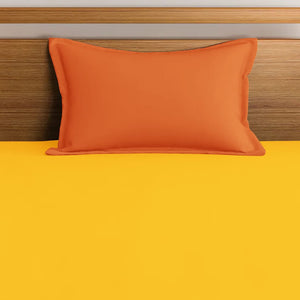 Soft Cotton Plain 210 TC Single Fitted Bedsheet In Yellow At Best Prices