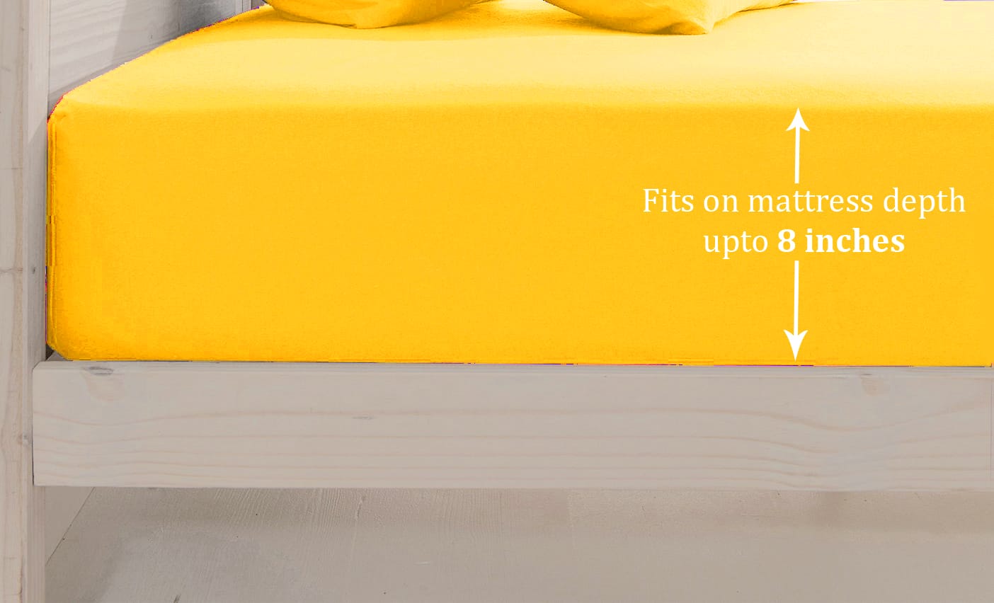 Soft Cotton Plain 210 TC Single Fitted Bedsheet In Yellow At Best Prices