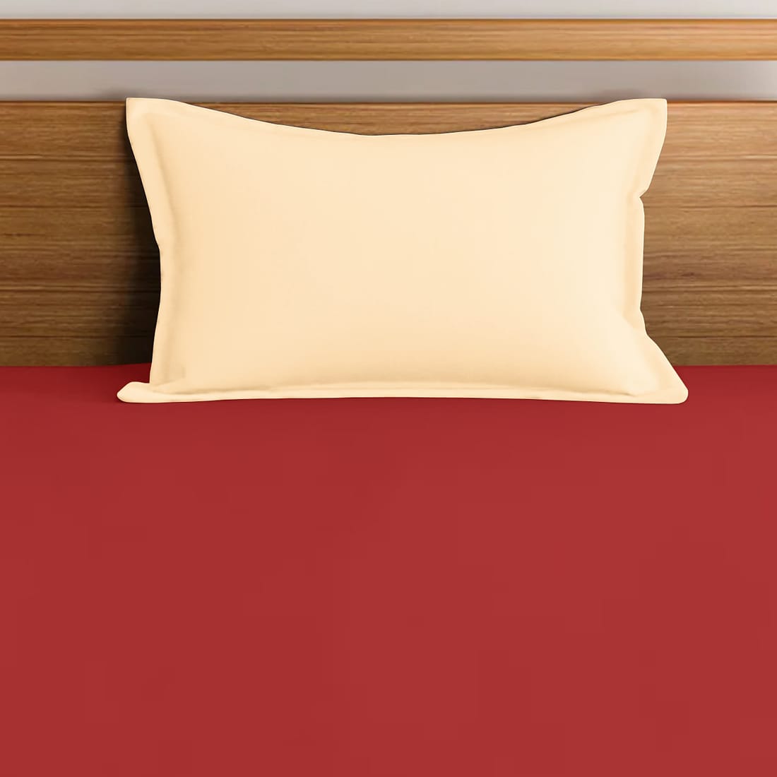 Soft Rust 210 TC Plain Cotton Fitted Bedsheet(Single) online in India