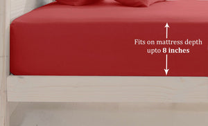 Soft Rust 210 TC Plain Cotton Fitted Bedsheet(Single) online in India
