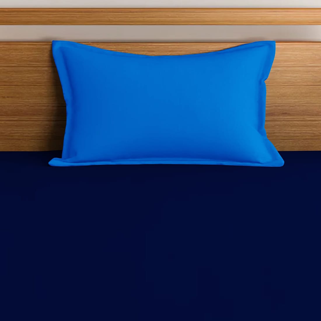 Soft Cotton Plain 210 TC Single Fitted Bedsheet In Navy Blue At Best Prices
