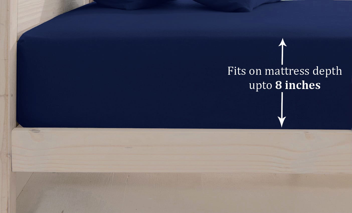 Soft Cotton Plain 210 TC Single Fitted Bedsheet In Navy Blue At Best Prices