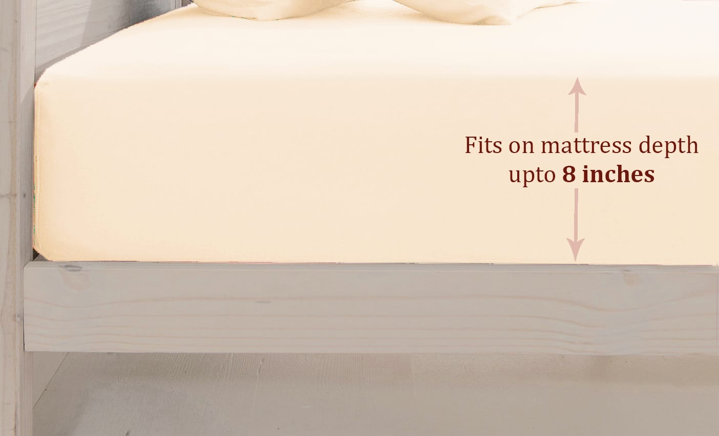 Soft Cotton Plain 210 TC Single Fitted Bedsheet In Beige At Best Prices