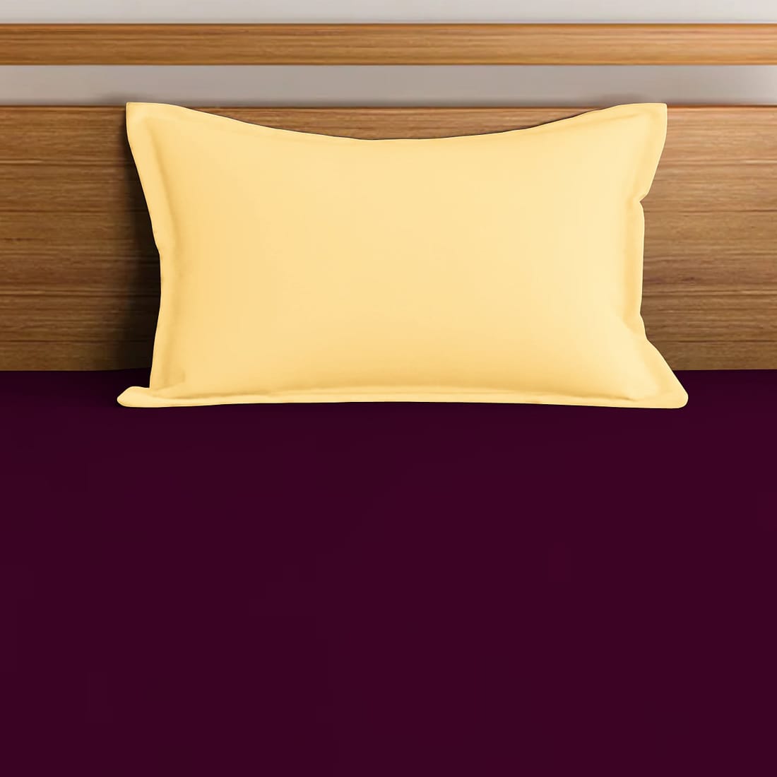 Soft Cotton Plain 210 TC Single Fitted Bedsheet In Burgundy At Best Prices