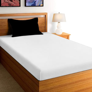 Soft Print 210 TC Single Fitted Bedsheet In White At Best Prices