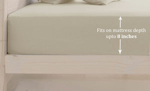 Soft Cotton Plain 210 TC Single Fitted Bedsheet In Khaki At Best Prices