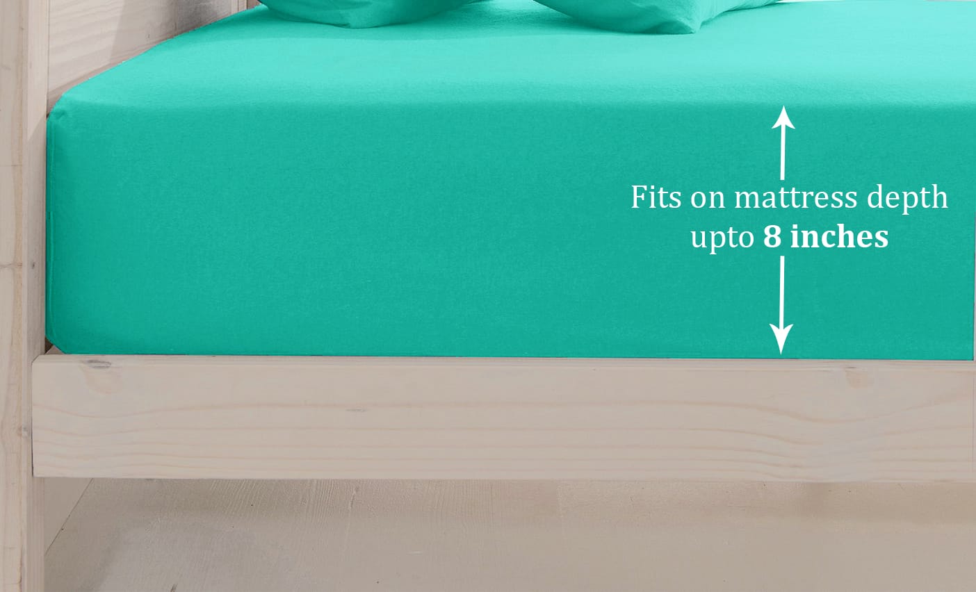 Soft Cotton Plain 210 TC Single Fitted Bedsheet In Aqua Green At Best Prices