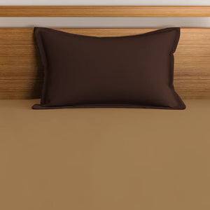 Soft Cotton Plain 210 TC Single Fitted Bedsheet In Camel Brown At Best Prices