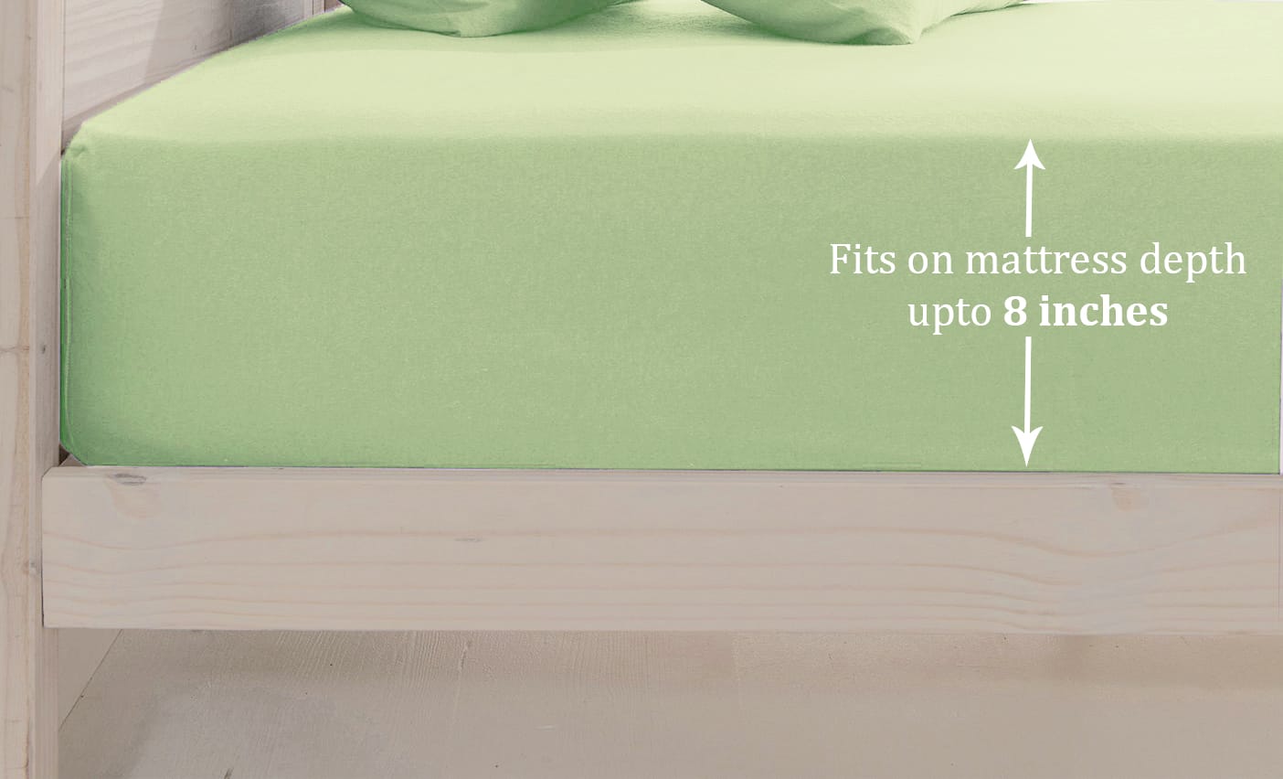 Soft Cotton Plain 210 TC Single Fitted Bedsheet In Light Green At Best Prices