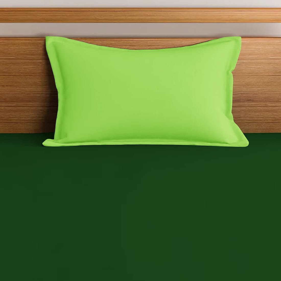 Soft Cotton Plain 210 TC Single Fitted Bedsheet In Bottle Green At Best Prices