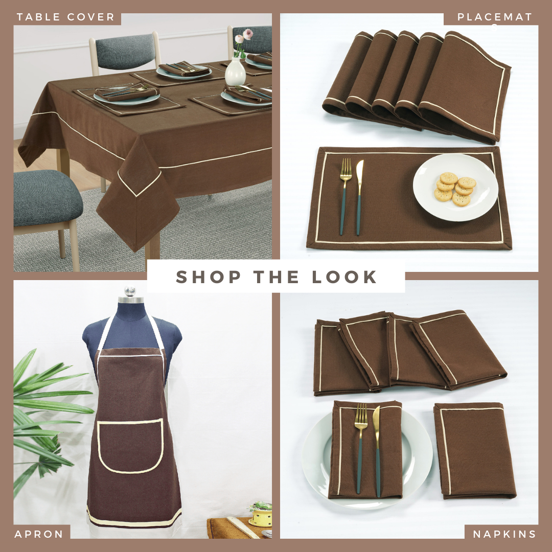 Soft Coffee Brown Woven Cotton Plain Napkins Set online in India