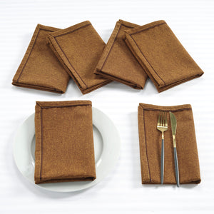 Soft Coffee Gold Woven Cotton Plain Napkins Set online in India