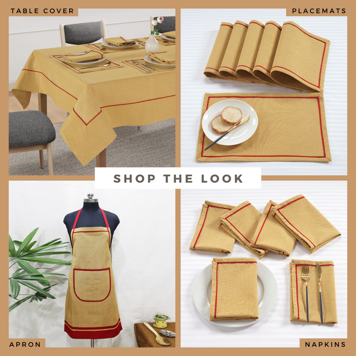 Soft Mustard Natural Woven Cotton Plain Napkins Set online in India