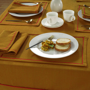 Soft Mustard Rust Woven Cotton Plain Napkins Set online in India