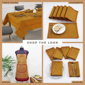 Soft Mustard Rust Woven Cotton Plain Napkins Set online in India