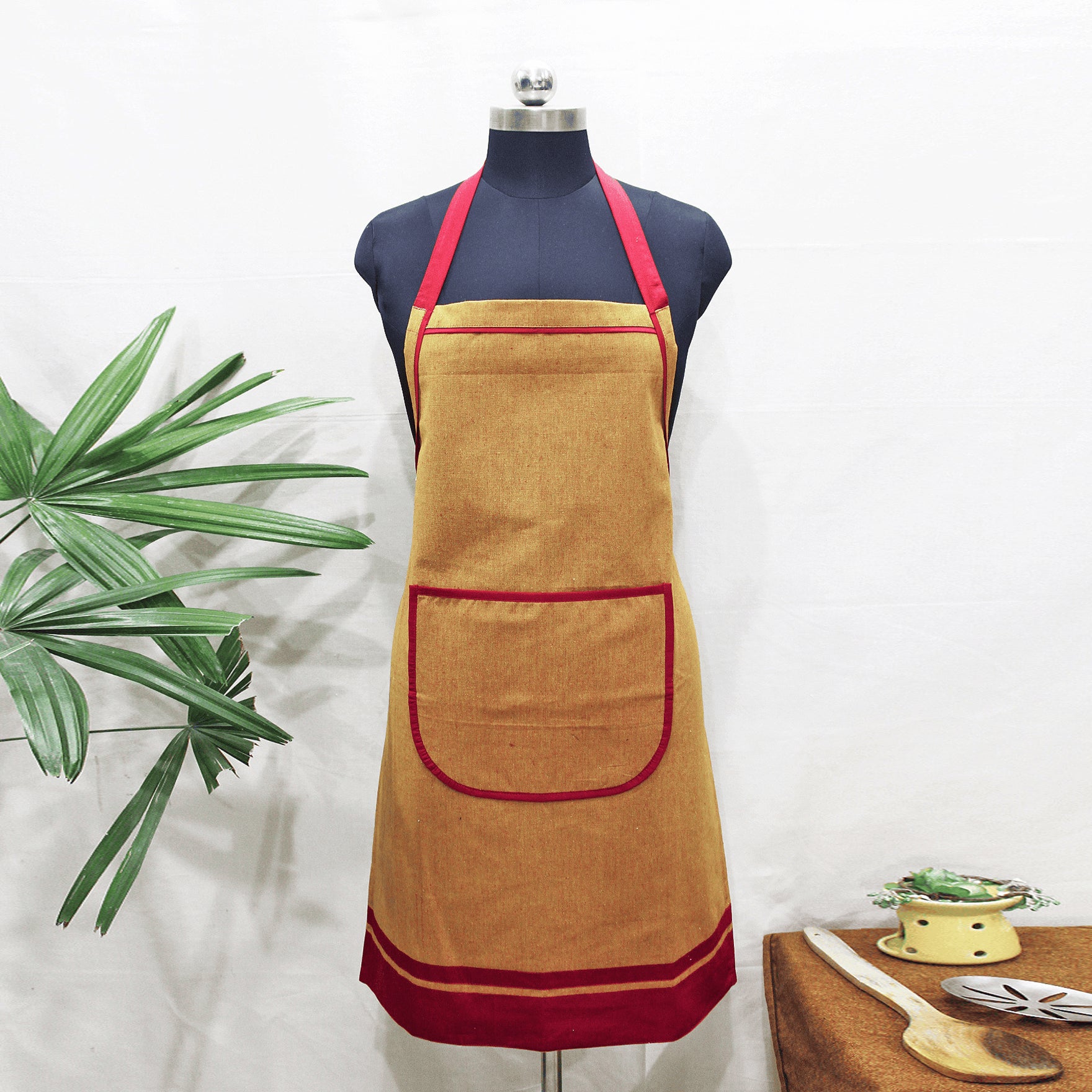 Stylish Rust Handwoven Cotton Kitchen Apron (1 Pc) Online In India