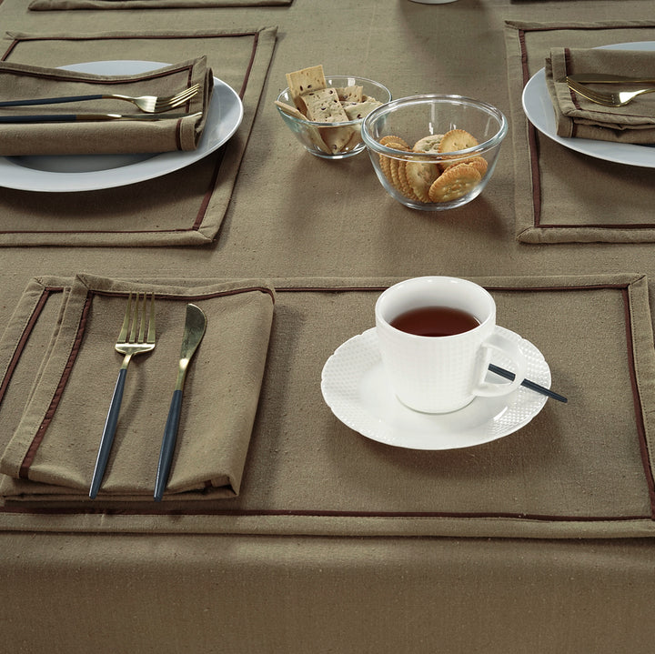 Soft Taupe Woven Cotton Plain Napkins Set online in India