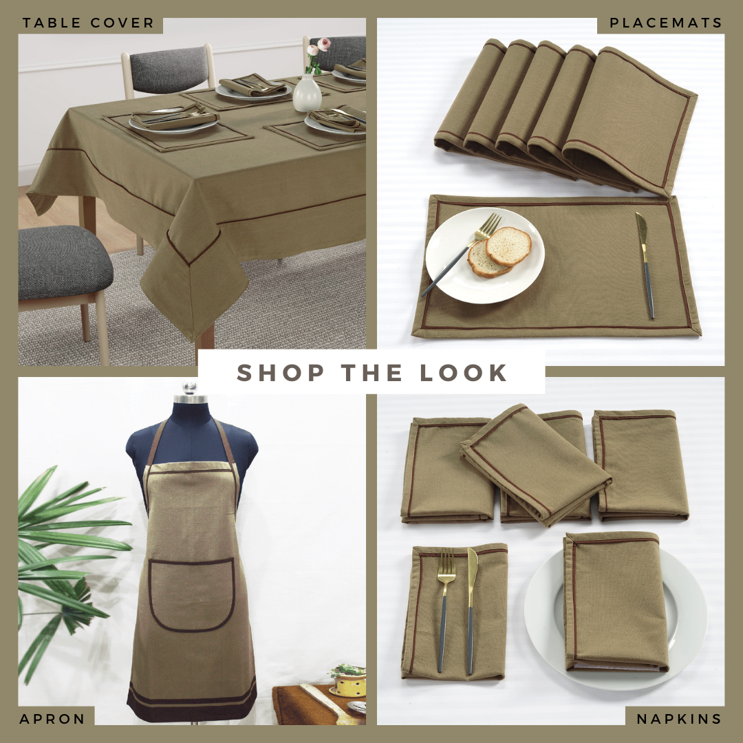 Soft Taupe Woven Cotton Plain Napkins Set online in India