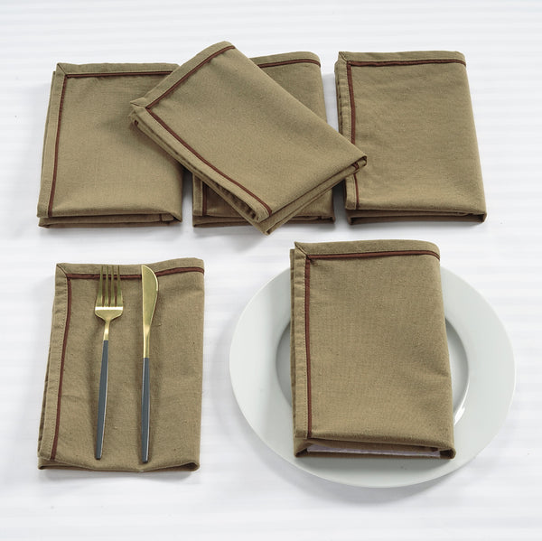 Soft Taupe Woven Cotton Plain Napkins Set online in India