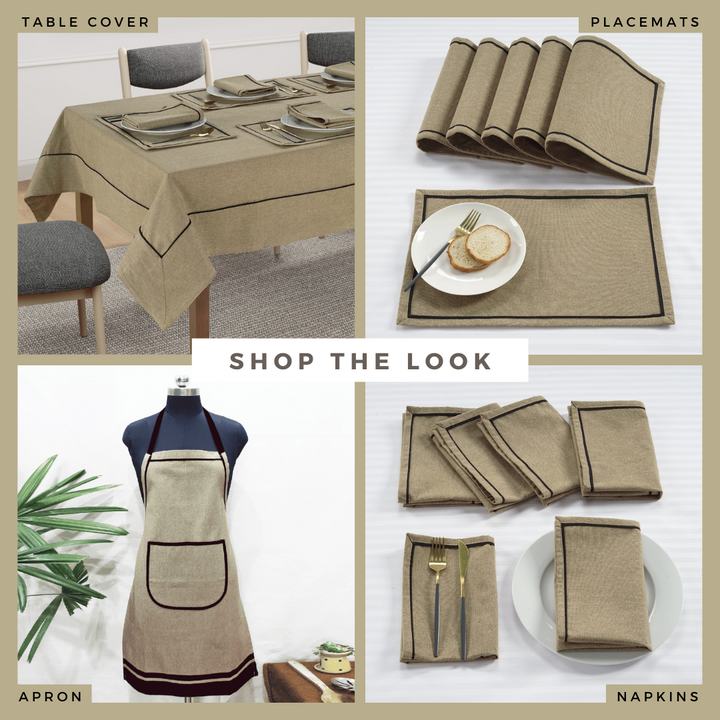Soft Taupe Natural Woven Cotton Plain Napkins Set online in India